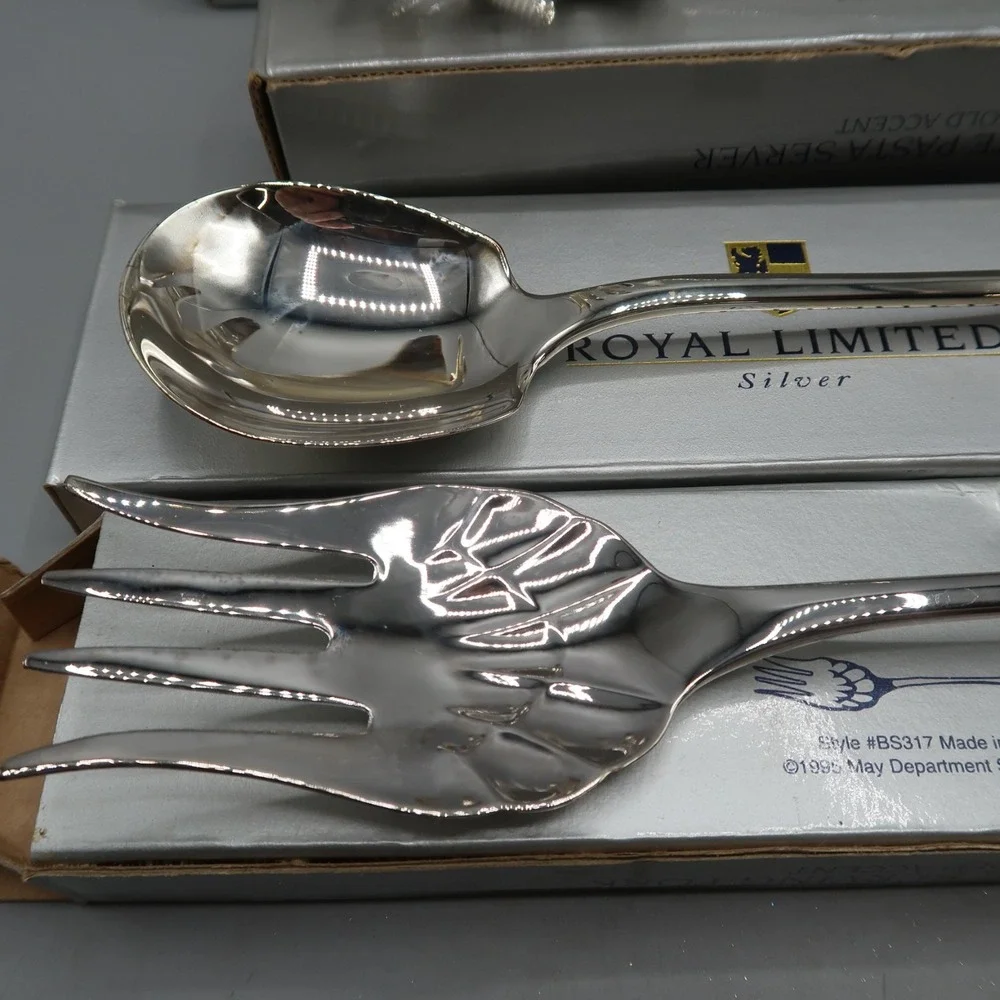 Lot of 4 Royal Limited Silver-Plated Utensil Serve Set Spoon Fork Dinnerware